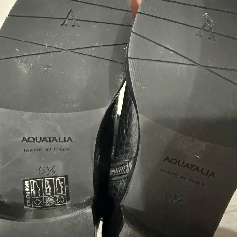Aquatalia Boots Clara Knee High Croc Embossed in Black